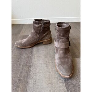 Paul Green Brown Suede Double Buckle Ankle Boots Zip Low Heel Womens UK 5 US 7.5